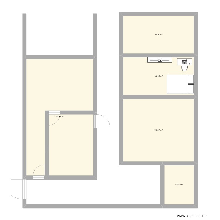 BLC. Plan de 5 pièces et 98 m2