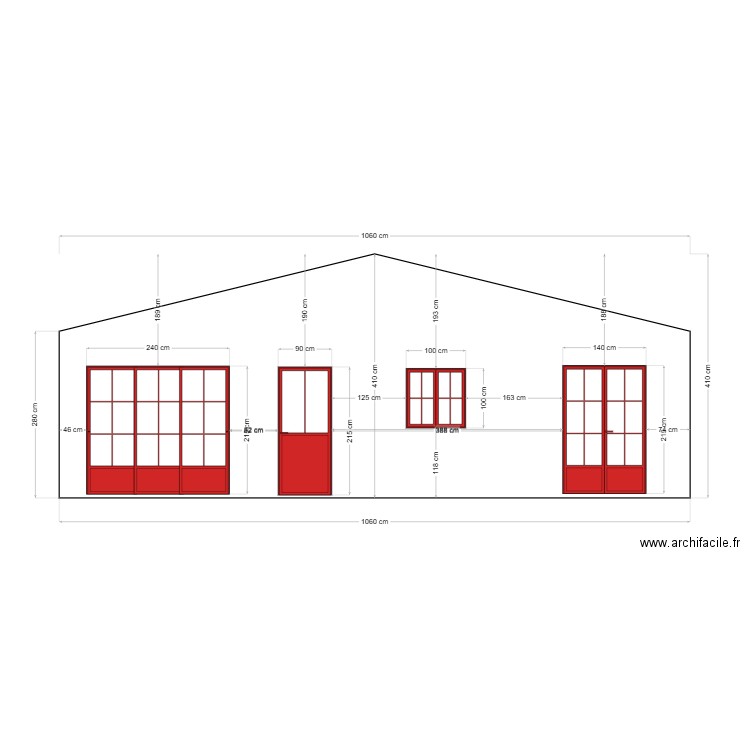 Façade rose SUD. Plan de 0 pièce et 0 m2