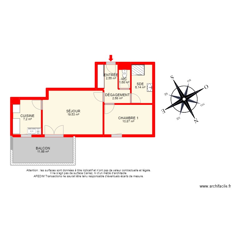 BI 17395 - . Plan de 13 pièces et 80 m2