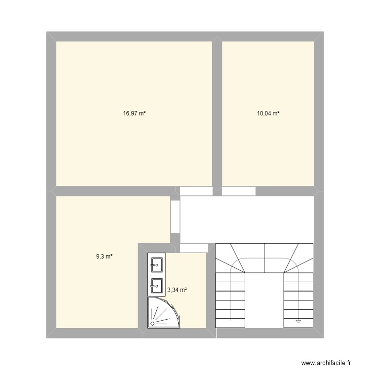 etage 1 Tinqueux. Plan de 4 pièces et 40 m2