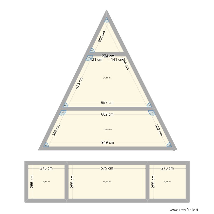 a construire maison. Plan de 5 pièces et 72 m2