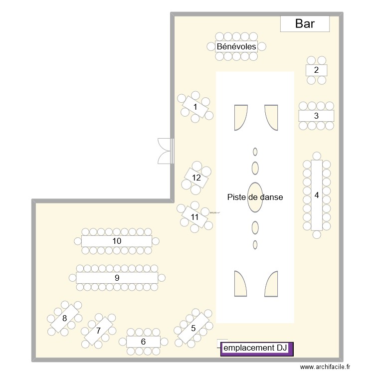 plan soirée années 80. Plan de 1 pièce et 394 m2