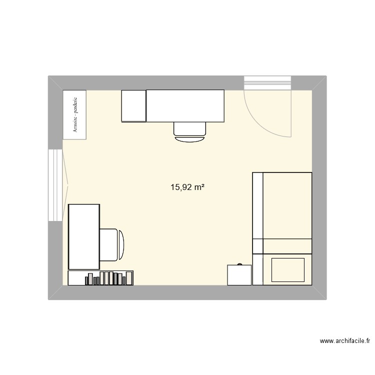 Bureau amenagement. Plan de 1 pièce et 16 m2