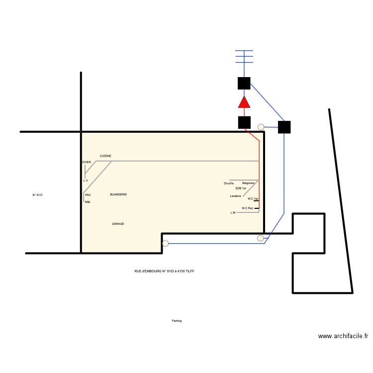 91/C Tilff. Plan de 1 pièce et 48 m2