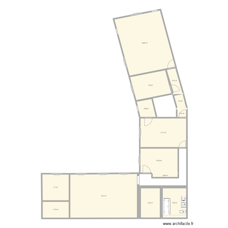 St Germain. Plan de 14 pièces et 132 m2