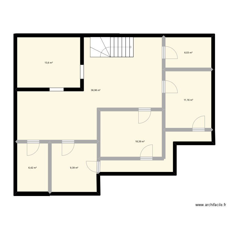 2ème étage . Plan de 7 pièces et 104 m2