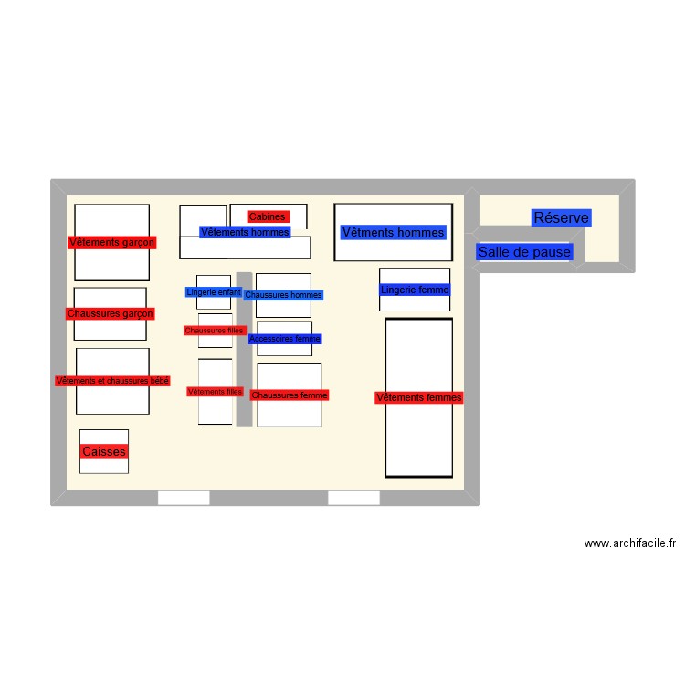 Plan Gémo. Plan de 3 pièces et 37 m2