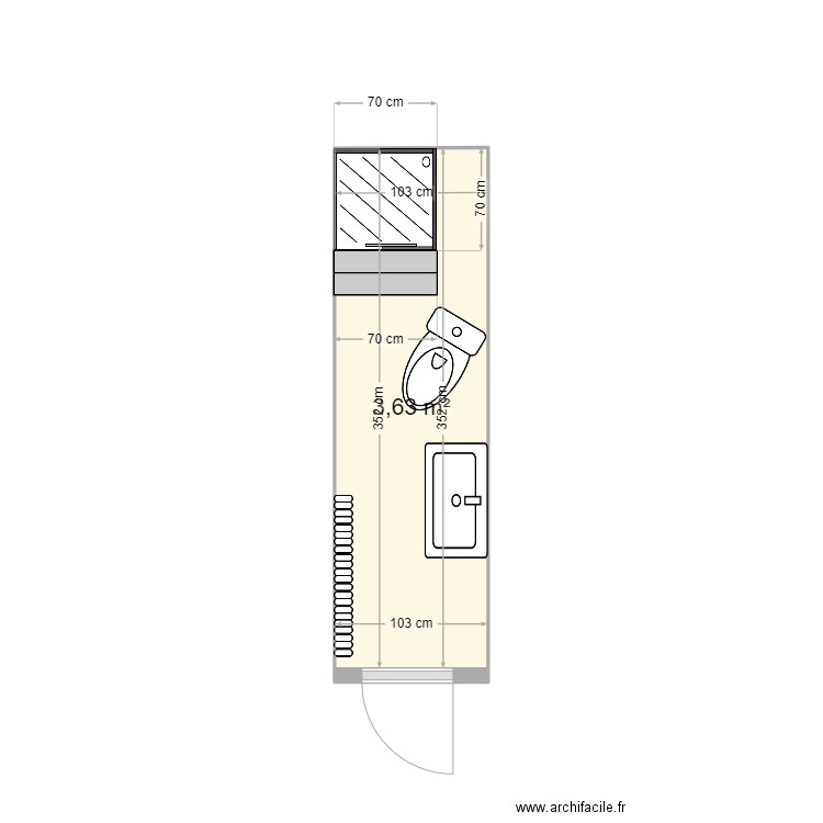 preis. Plan de 1 pièce et 4 m2