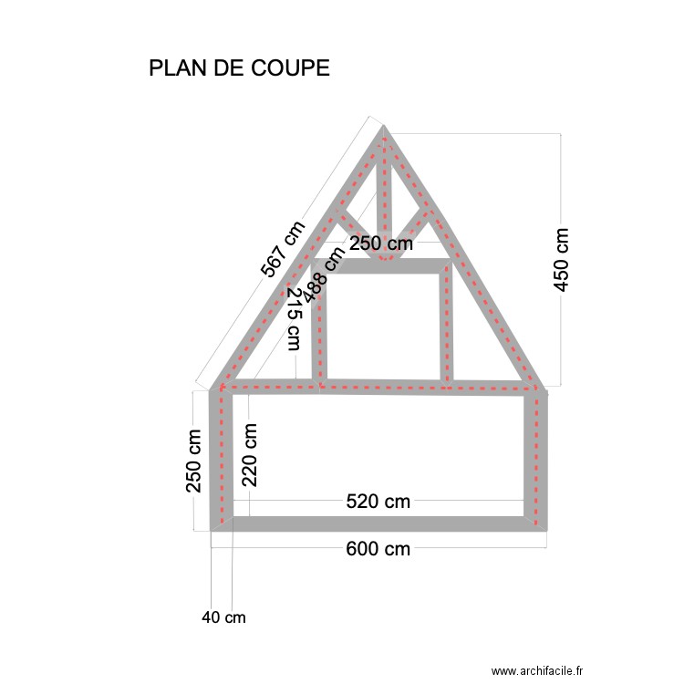 plan coupe chevres. Plan de 2 pièces et 9 m2