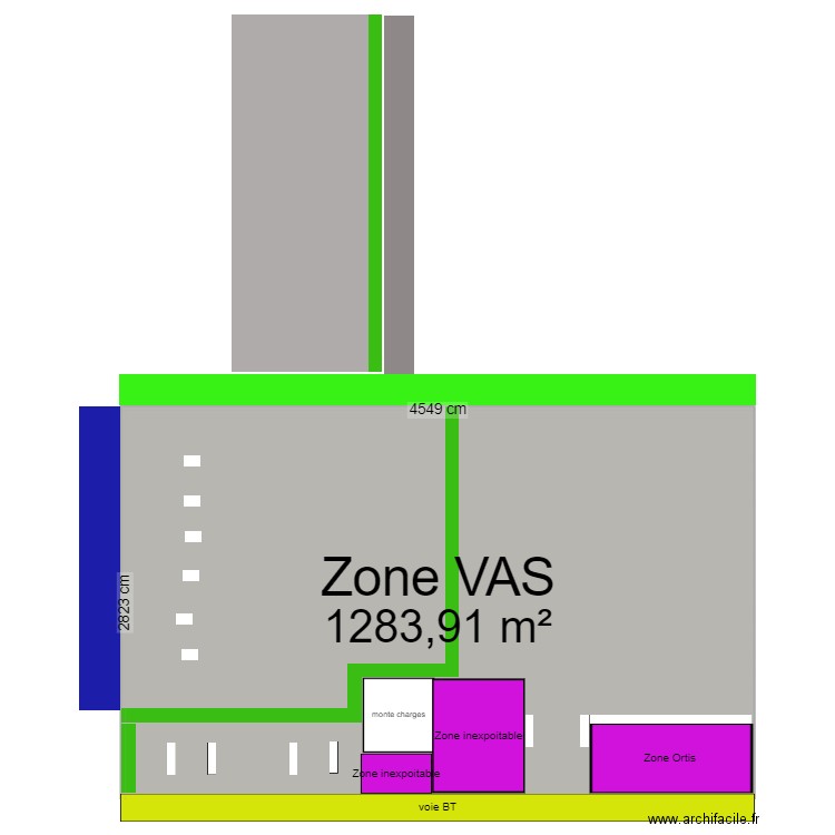 situation initiale. Plan de 1 pièce et 1284 m2