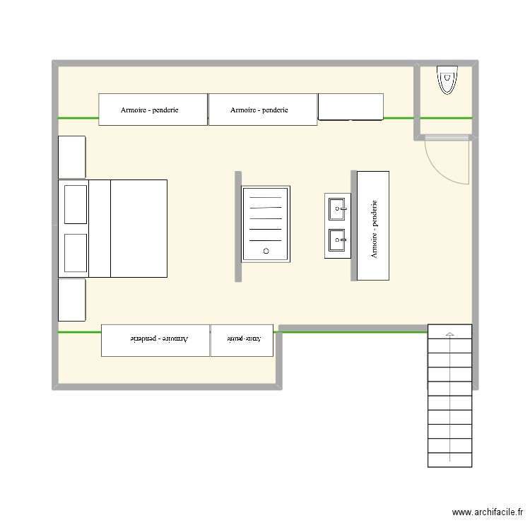 Combles ouverts. Plan de 6 pièces et 41 m2