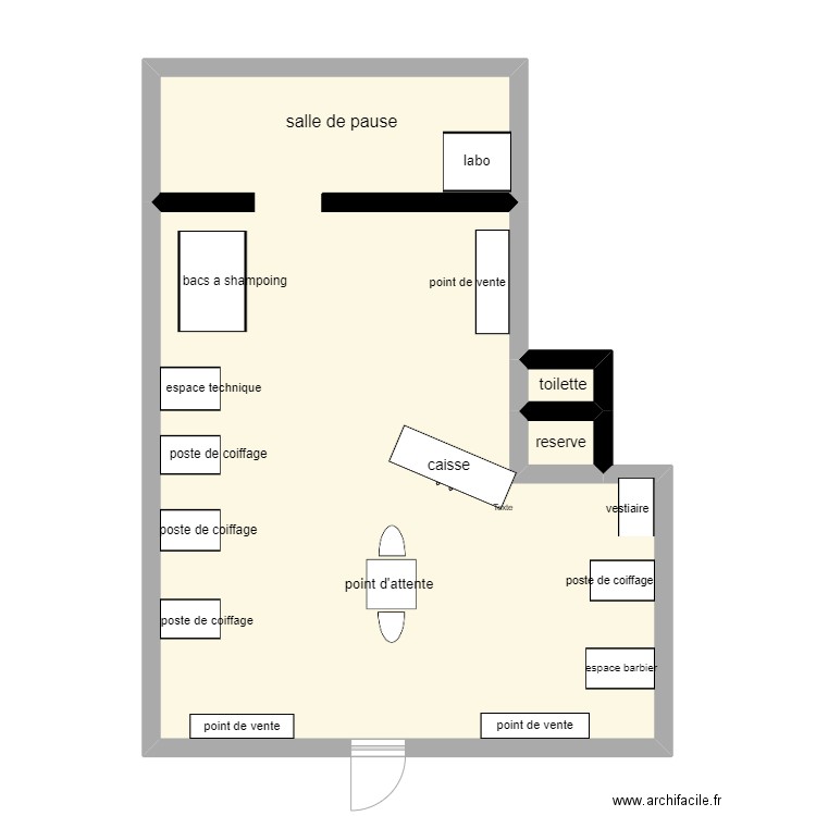 salon . Plan de 3 pièces et 59 m2