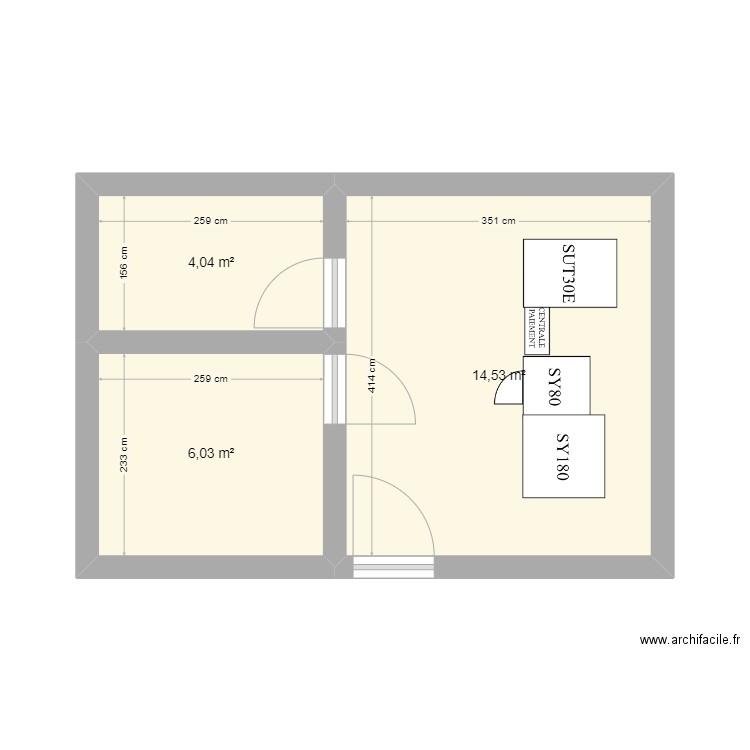 AURILLAC. Plan de 3 pièces et 25 m2