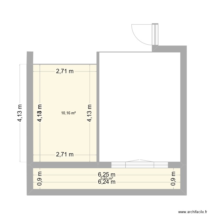 appart_54m2. Plan de 2 pièces et 16 m2