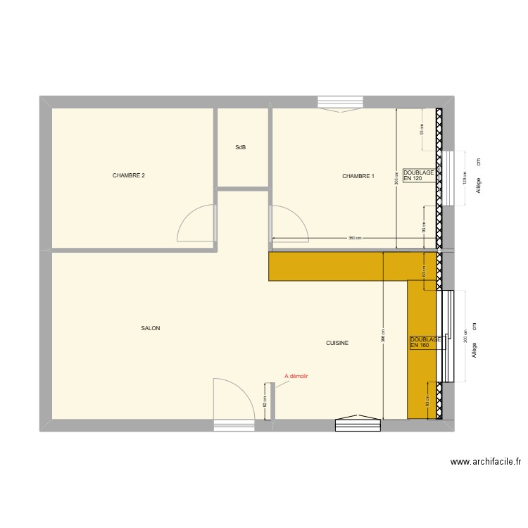 MEROUR PROJET. Plan de 3 pièces et 56 m2