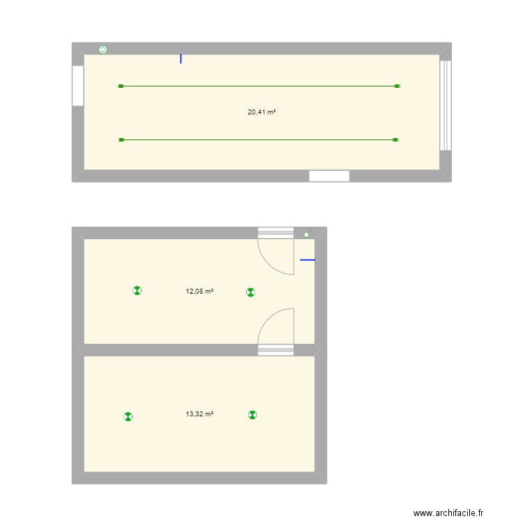 blom haut. Plan de 3 pièces et 46 m2