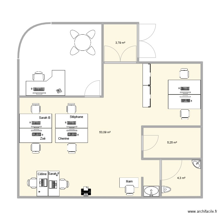 labo. Plan de 4 pièces et 66 m2