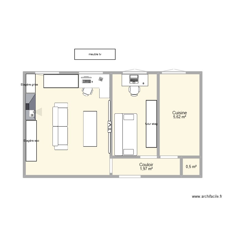 A1A1A1. Plan de 5 pièces et 29 m2