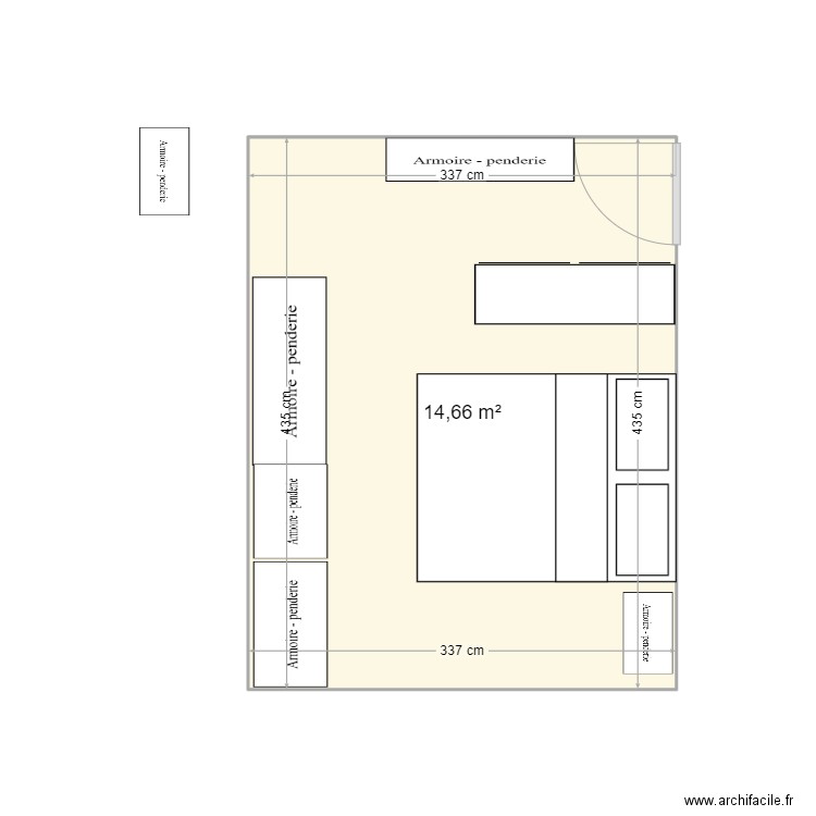 chambre nat 2.0. Plan de 1 pièce et 15 m2