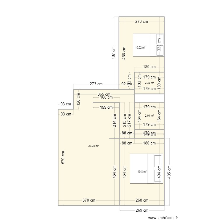 rdc 58m². Plan de 6 pièces et 54 m2