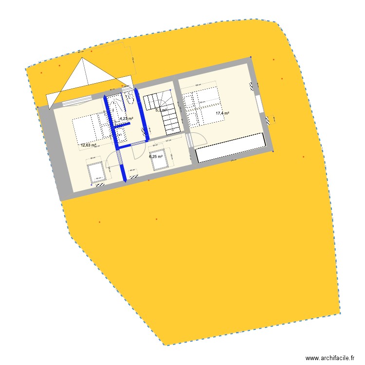 PRIEUX intérieur 1ER 1 bis eco ++ douche. Plan de 5 pièces et 46 m2