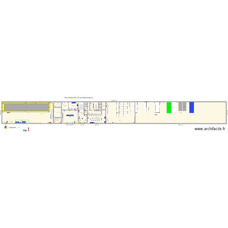 Bâtiment atelier 2. Plan de 20 pièces et 1395 m2