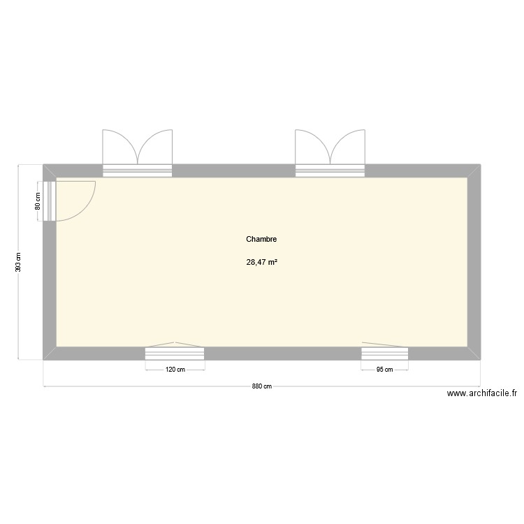 Projet Chambre. Plan de 1 pièce et 28 m2