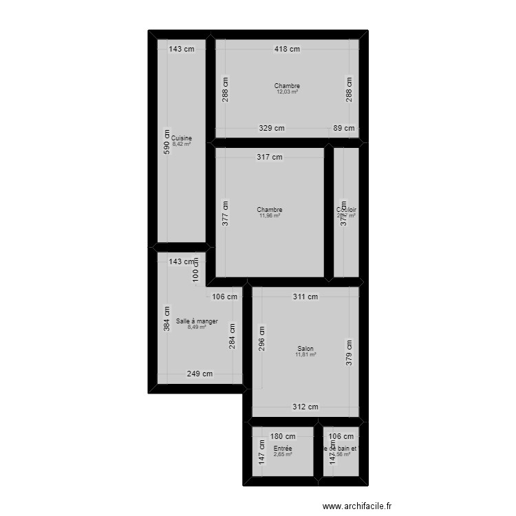 111. Plan de 8 pièces et 60 m2