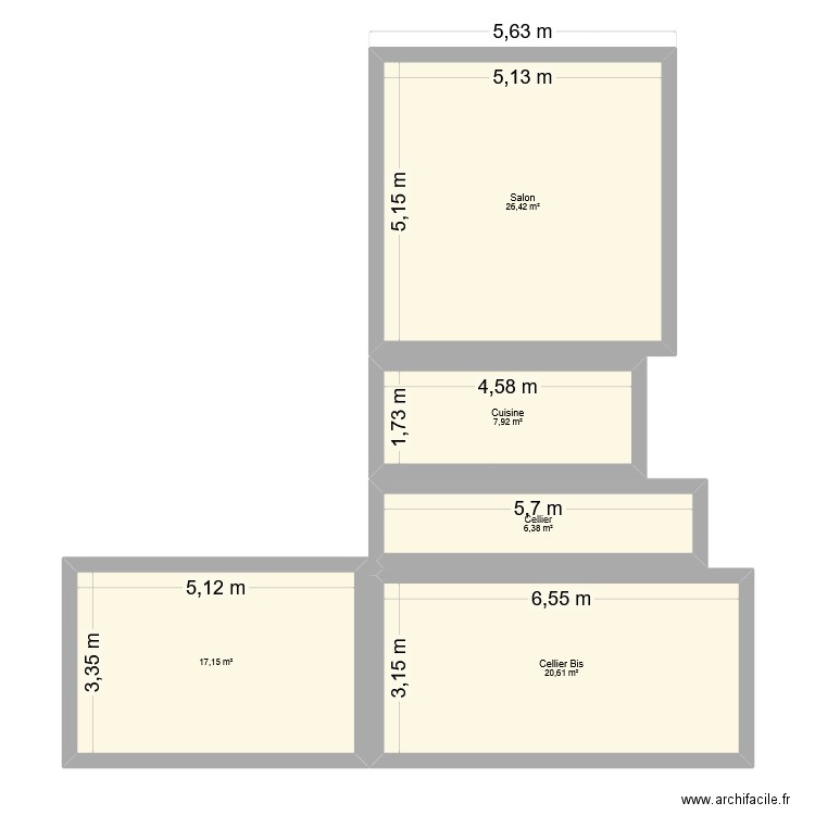 Maison TC. Plan de 5 pièces et 78 m2