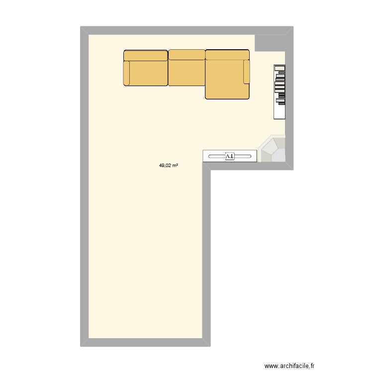 Salon. Plan de 1 pièce et 49 m2