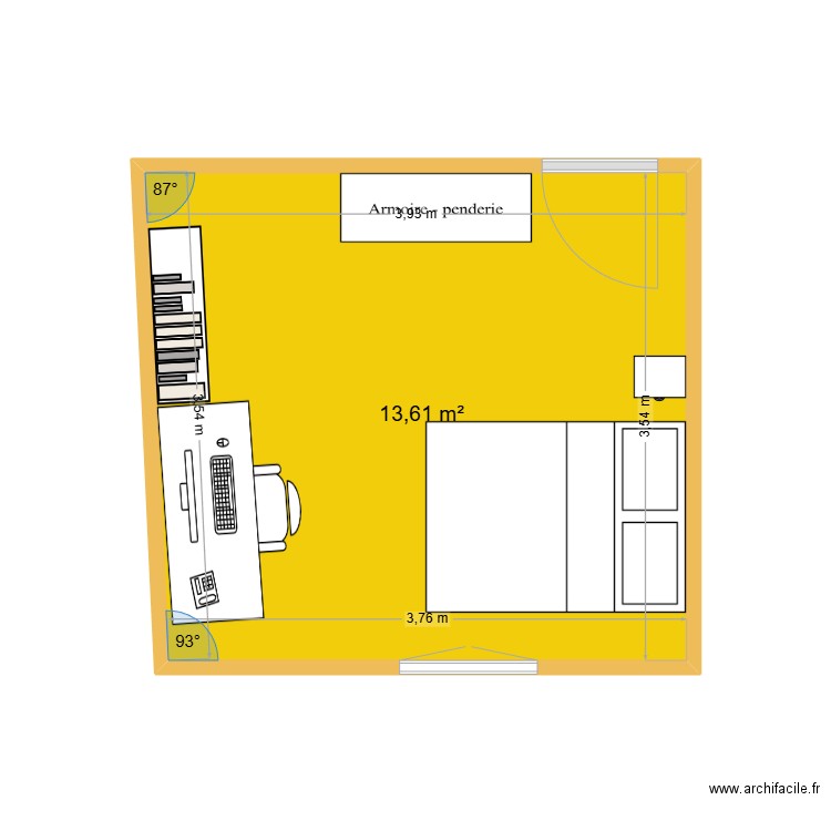 CHAMBRE Max. Plan de 1 pièce et 14 m2