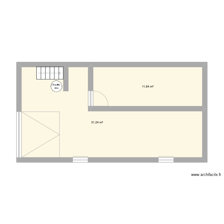 Sous-sol. Plan de 2 pièces et 43 m2