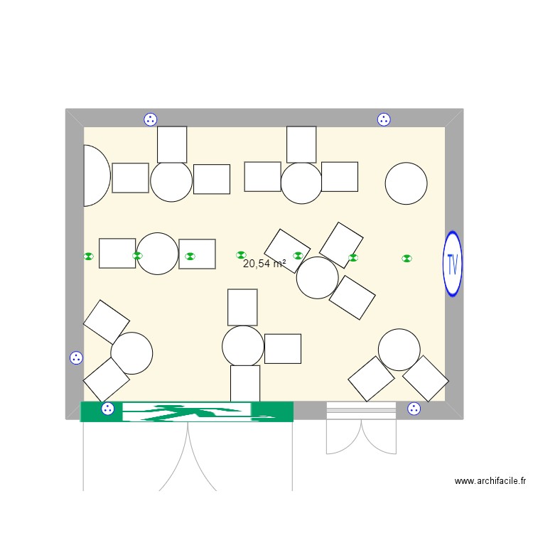 soso. Plan de 1 pièce et 21 m2