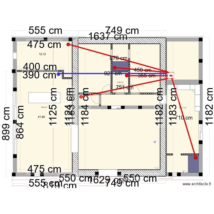 VMC. Plan de 4 pièces et 154 m2