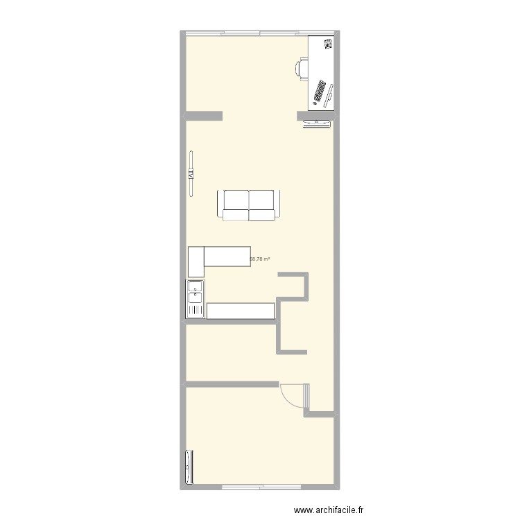 Sunset Beach. Plan de 1 pièce et 59 m2