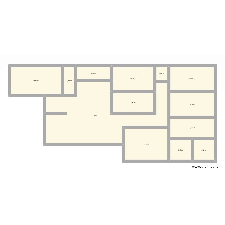 Maison2. Plan de 13 pièces et 147 m2