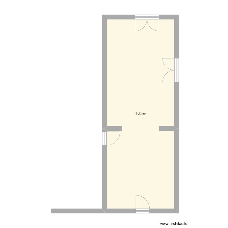 1er étage. Plan de 1 pièce et 44 m2