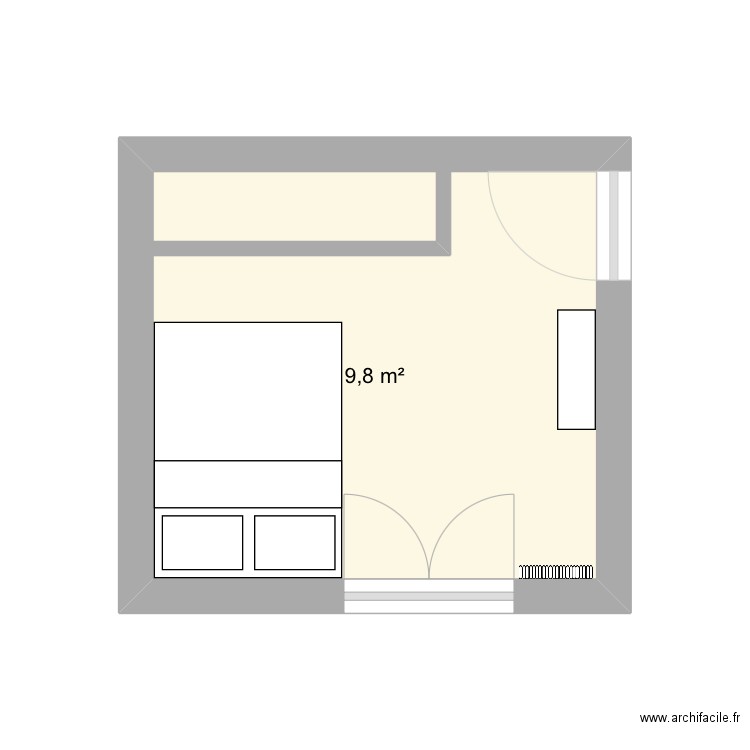 Chambre. Plan de 1 pièce et 10 m2