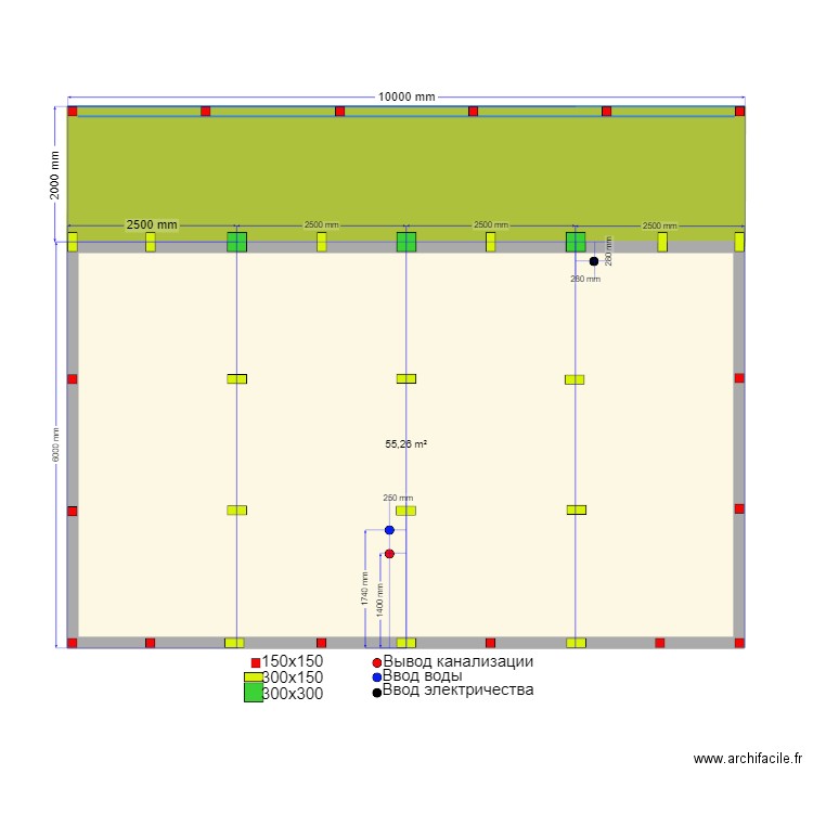 Солнечногорск Сваи. Plan de 2 pièces et 73 m2