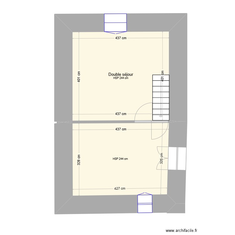 LE BEZ. Plan de 2 pièces et 32 m2