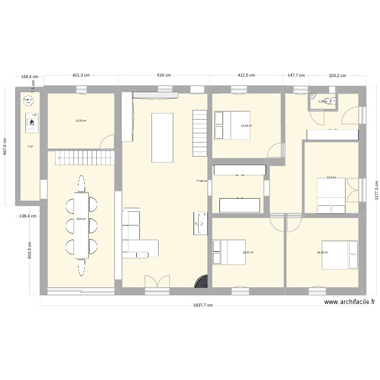 Les Thuriers4. Plan de 9 pièces et 186 m2