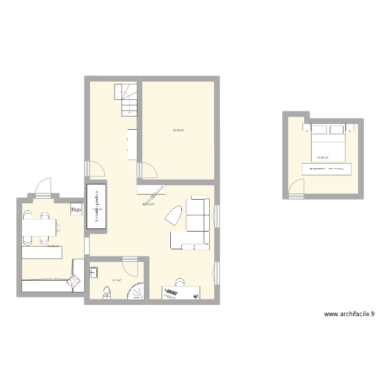 léman. Plan de 6 pièces et 99 m2