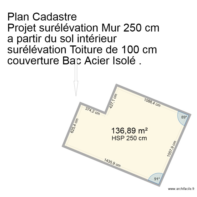 Cadastre. Plan de 1 pièce et 137 m2