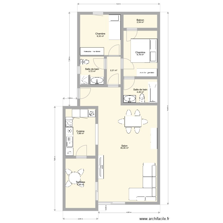 AMPOLLA 13032025. Plan de 9 pièces et 84 m2