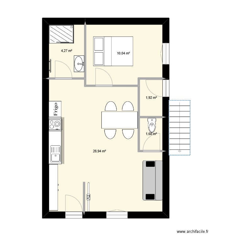 jarnac. Plan de 5 pièces et 47 m2