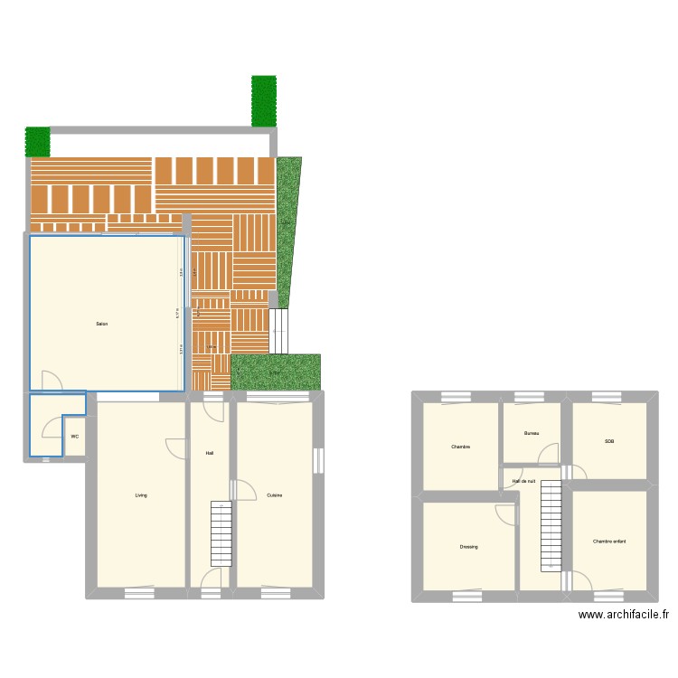 plan. Plan de 11 pièces et 164 m2