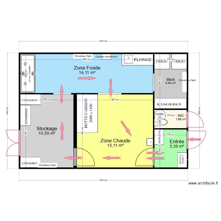 Labo v2. Plan de 6 pièces et 50 m2