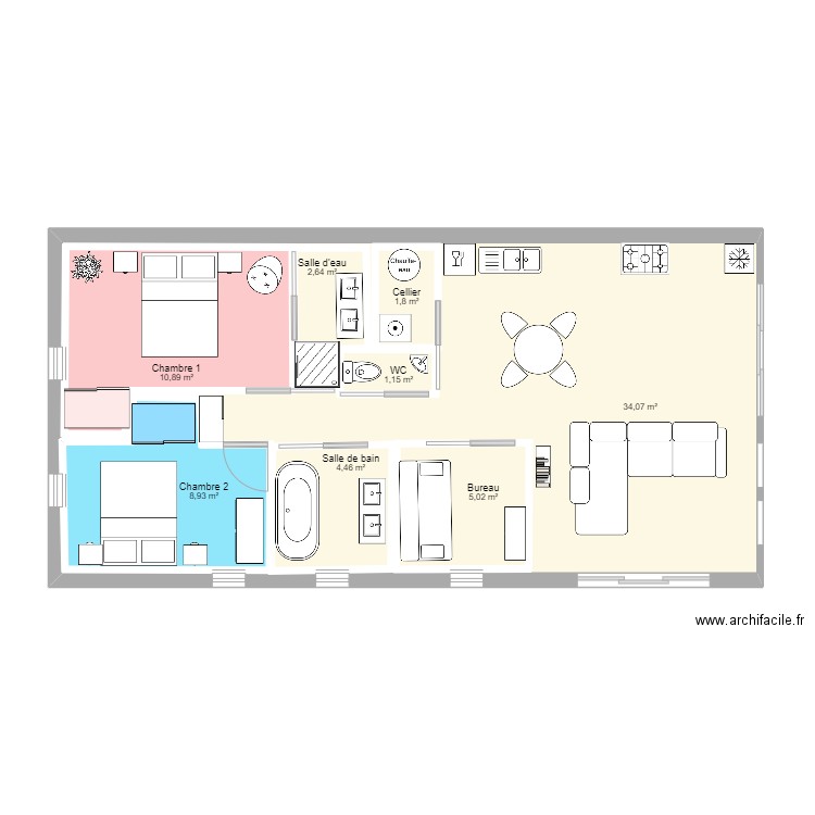 Busseau. Plan de 8 pièces et 110 m2