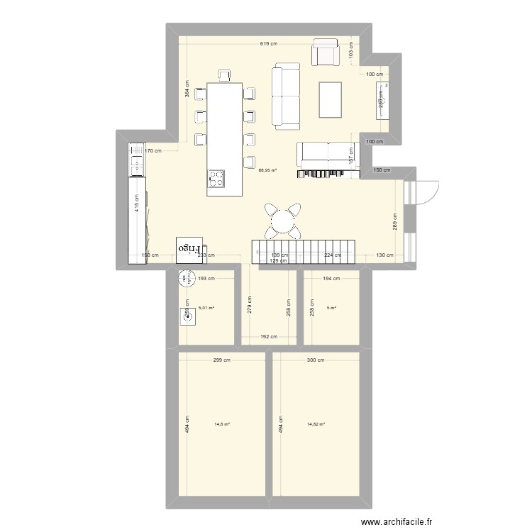 MAISON EN A 150. Plan de 3 pièces et 105 m2