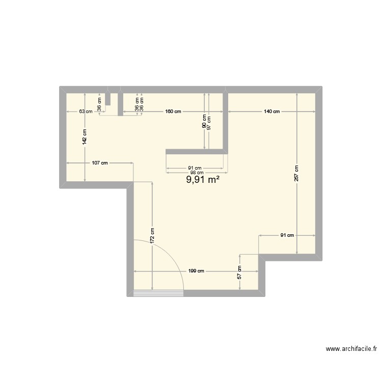 SDB-V1. Plan de 1 pièce et 10 m2